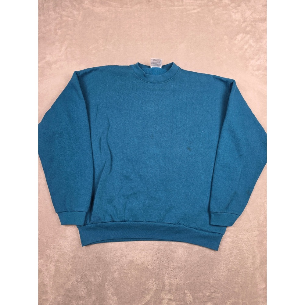 Vintage Tultex Sweatshirt Womens L Teal Maximum Sweats Crewneck Made in USA
